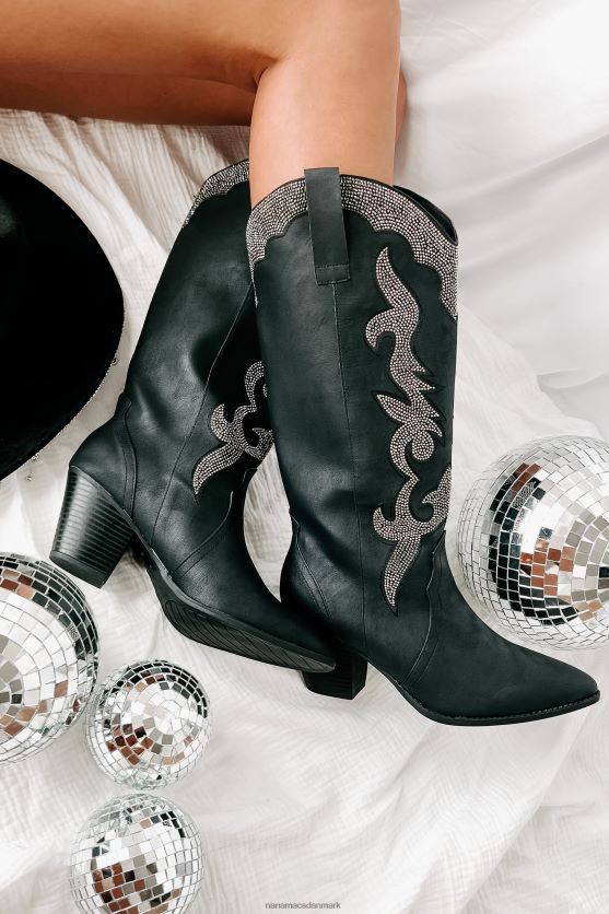 cowgirl confessions rhinestone besatte westernstøvler NanaMacs XJPBDL3846 sort