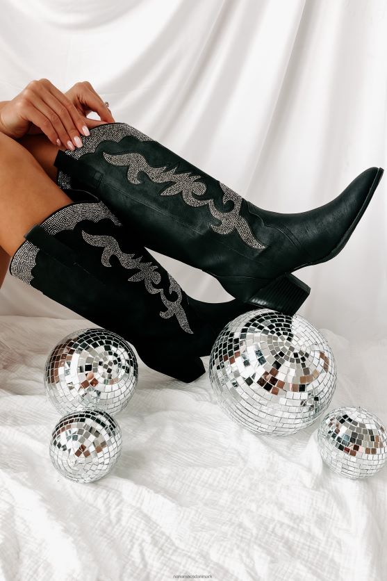 cowgirl confessions rhinestone besatte westernstøvler NanaMacs XJPBDL3846 sort