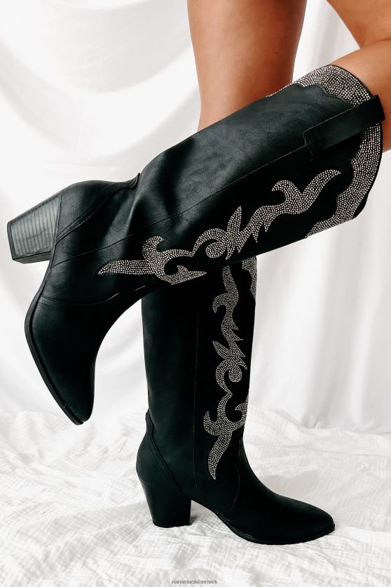 cowgirl confessions rhinestone besatte westernstøvler NanaMacs XJPBDL3846 sort