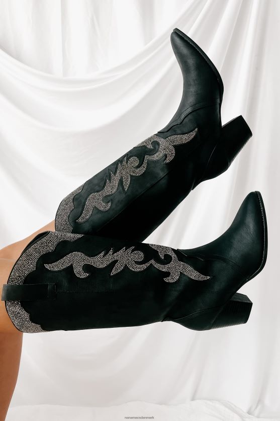 cowgirl confessions rhinestone besatte westernstøvler NanaMacs XJPBDL3846 sort