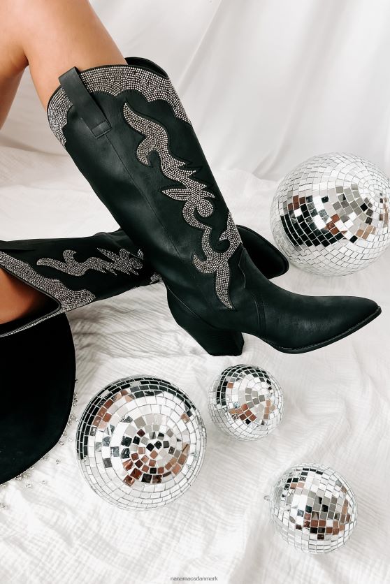 cowgirl confessions rhinestone besatte westernstøvler NanaMacs XJPBDL3846 sort