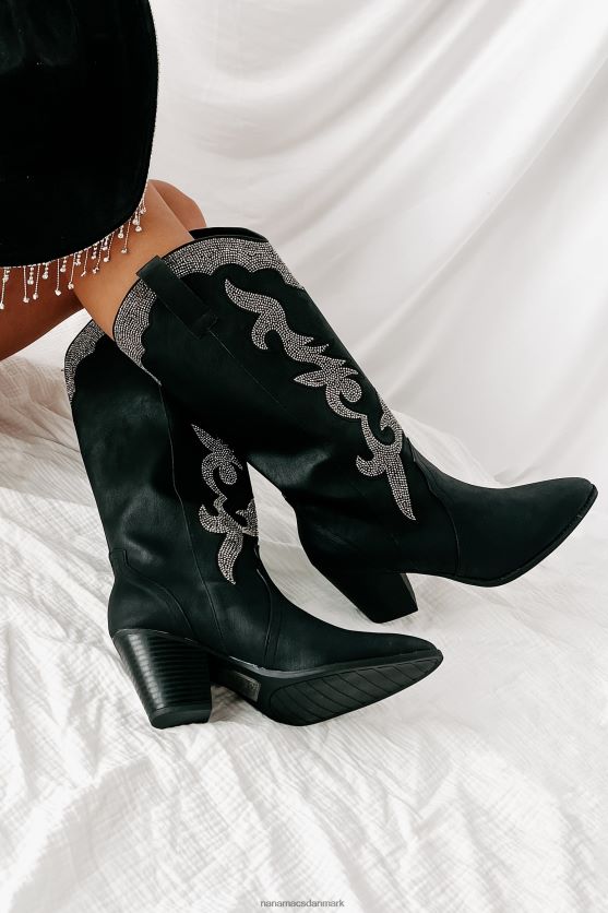 cowgirl confessions rhinestone besatte westernstøvler NanaMacs XJPBDL3846 sort