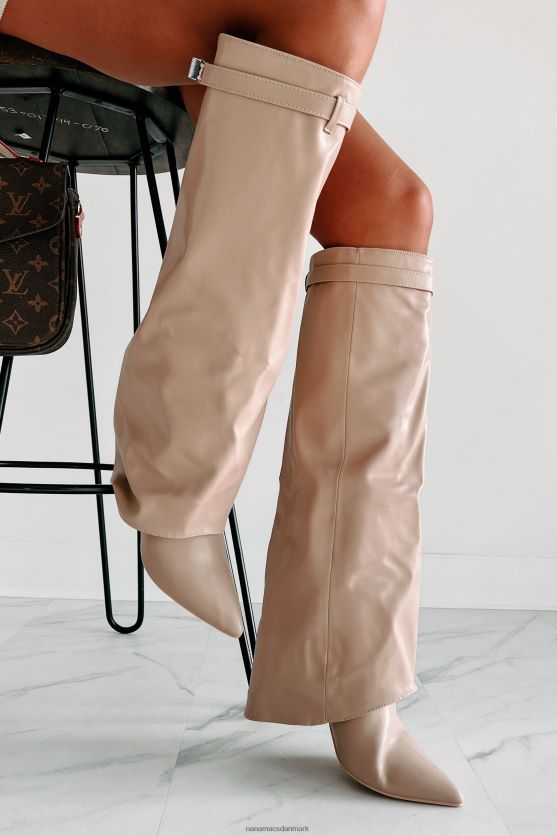 drøm større imiteret læder knæhøje støvler NanaMacs XJPBDL3862 biege