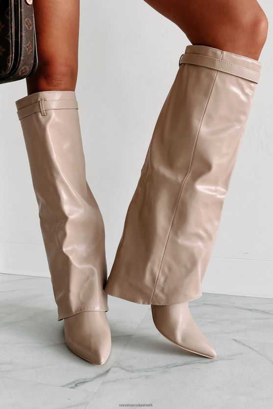 drøm større imiteret læder knæhøje støvler NanaMacs XJPBDL3862 biege