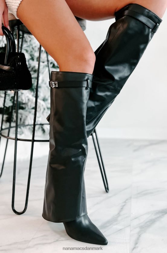 drøm større imiteret læder knæhøje støvler NanaMacs XJPBDL3867 sort