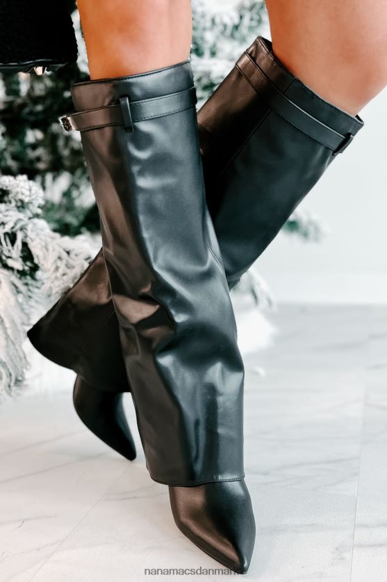 drøm større imiteret læder knæhøje støvler NanaMacs XJPBDL3867 sort