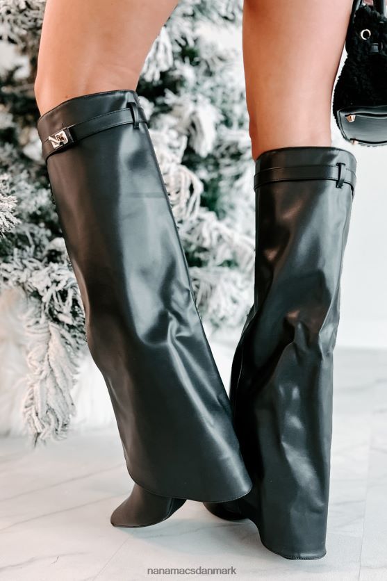 drøm større imiteret læder knæhøje støvler NanaMacs XJPBDL3867 sort