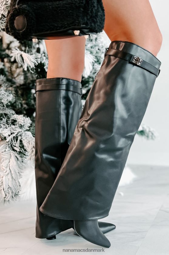 drøm større imiteret læder knæhøje støvler NanaMacs XJPBDL3867 sort