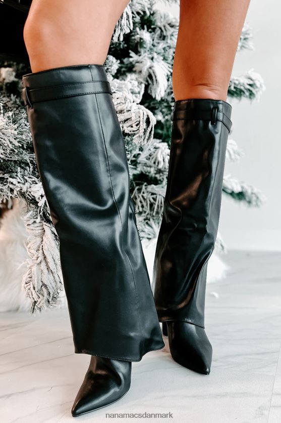 drøm større imiteret læder knæhøje støvler NanaMacs XJPBDL3867 sort