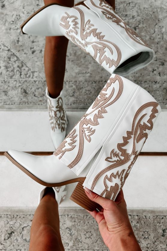 esperanza western stitch fold-over støvler NanaMacs XJPBDL3849 tan/hvid