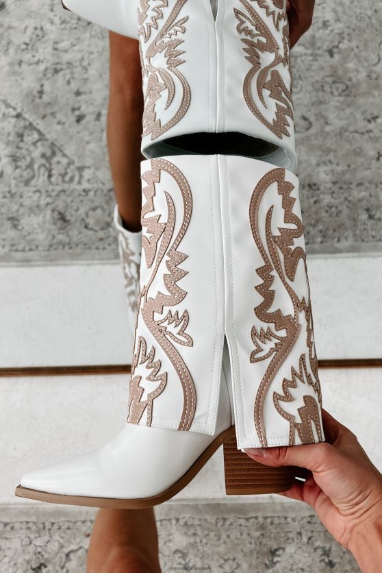 esperanza western stitch fold-over støvler NanaMacs XJPBDL3849 tan/hvid