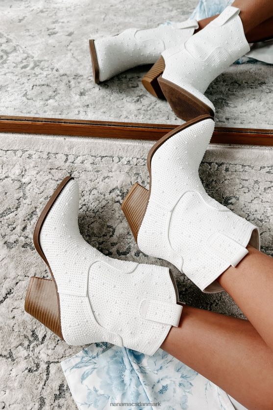 evigt prangende støvletter med perler NanaMacs XJPBDL3889 elfenben