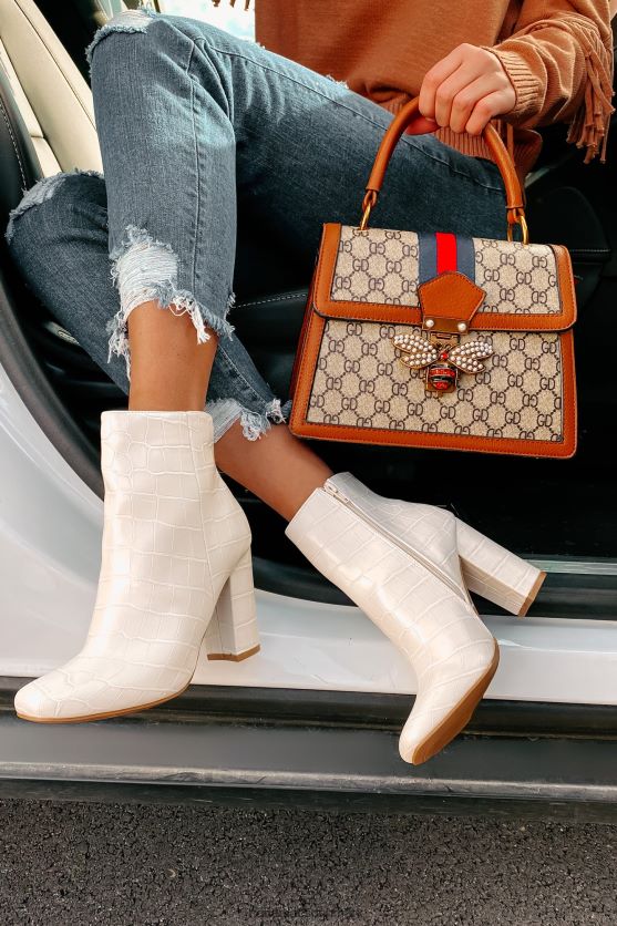 gør en optræden faux croc støvler NanaMacs XJPBDL3924 elfenben krokodille