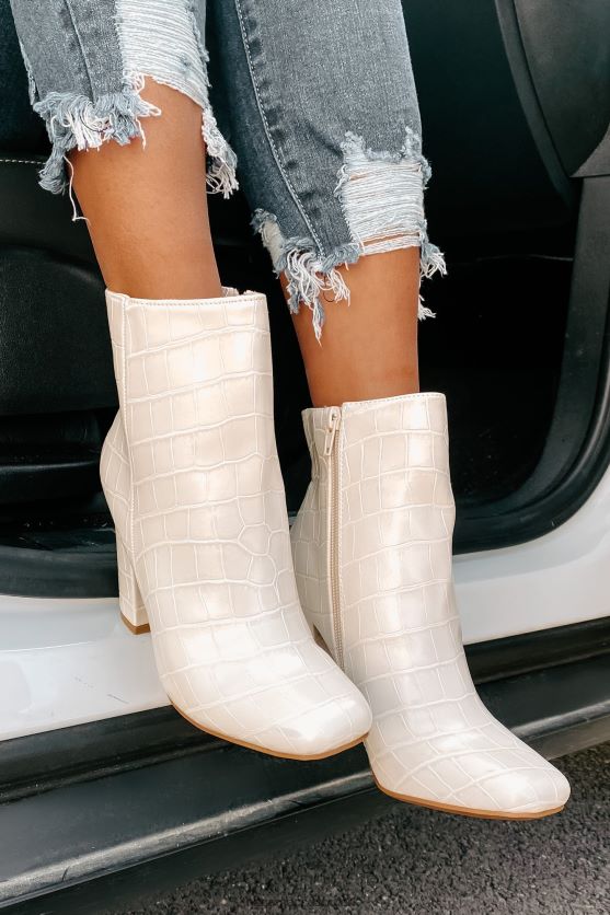 gør en optræden faux croc støvler NanaMacs XJPBDL3924 elfenben krokodille