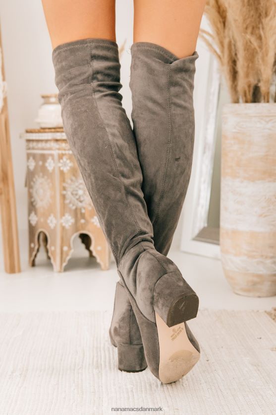 gik glip af din chance lårhøje støvler NanaMacs XJPBDL3885 grå ruskind
