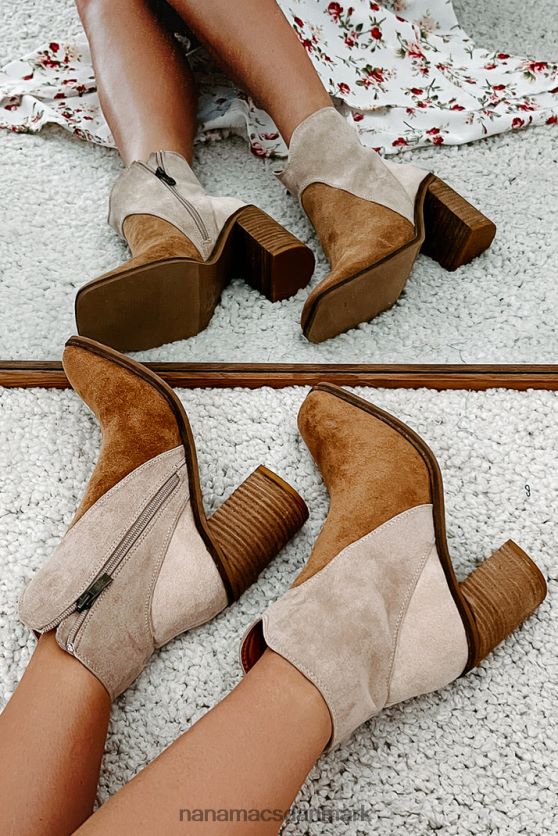 højre fod frem tofarvet støvle i imiteret ruskind NanaMacs XJPBDL3899 taupe