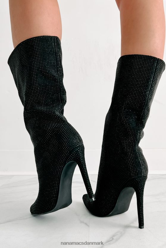 højspændingshælede rhinestone støvletter NanaMacs XJPBDL3896 sort