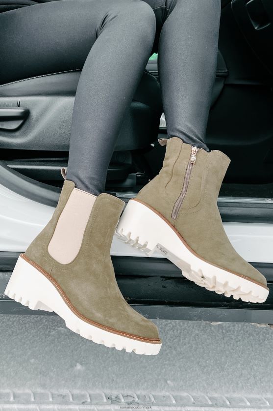 let bemyndigede støvletter i imiteret ruskind NanaMacs XJPBDL3915 oliven