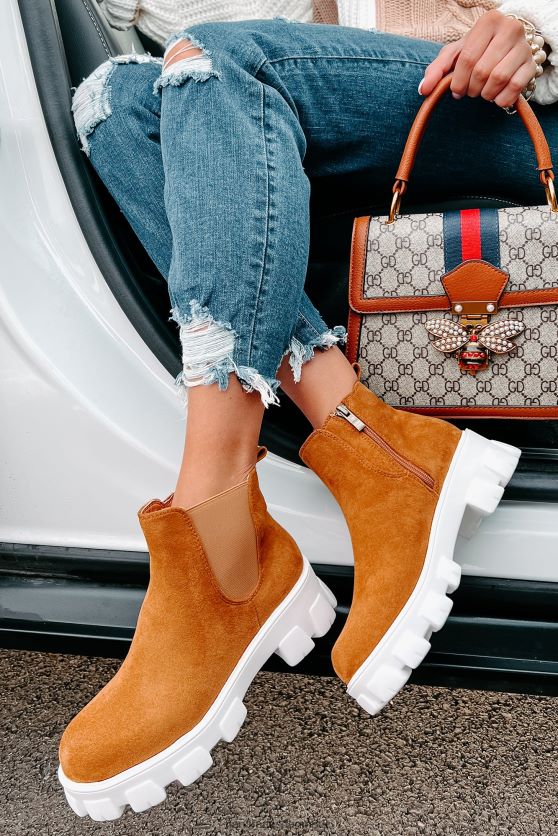 new paths chunky suede støvletter i imiteret ruskind NanaMacs XJPBDL3920 kamel