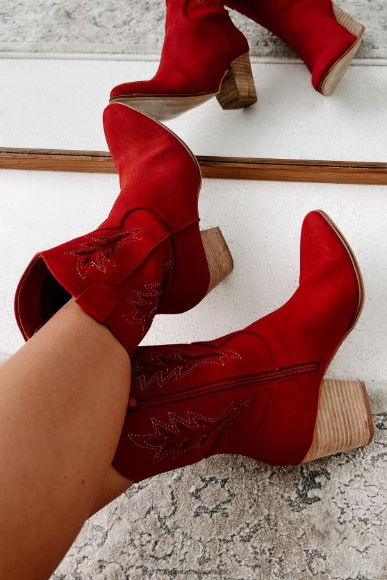 ønsker ikke nogen problemer med mid-calf western støvletter NanaMacs XJPBDL3852 vintage rød