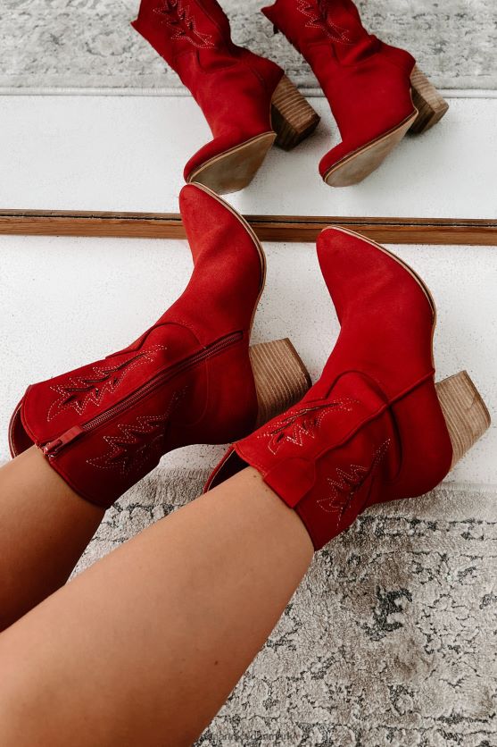 ønsker ikke nogen problemer med mid-calf western støvletter NanaMacs XJPBDL3852 vintage rød