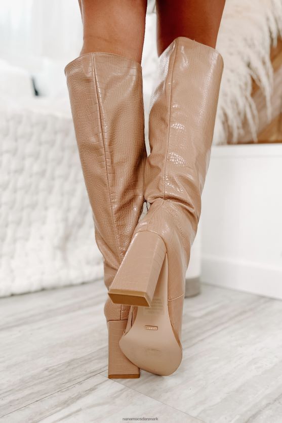 olanda imiteret croc-knæhøje billini-støvler NanaMacs XJPBDL3878 honning krokodille