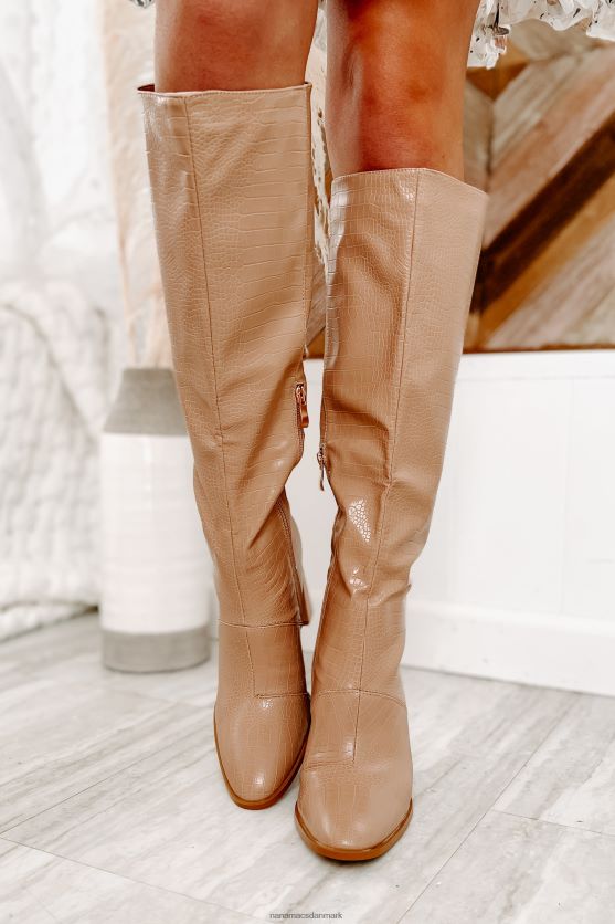 olanda imiteret croc-knæhøje billini-støvler NanaMacs XJPBDL3878 honning krokodille