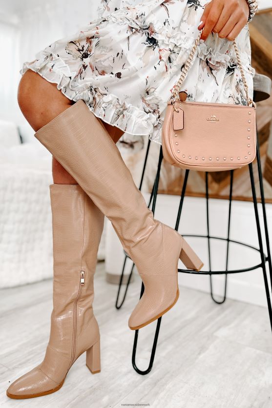 olanda imiteret croc-knæhøje billini-støvler NanaMacs XJPBDL3878 honning krokodille