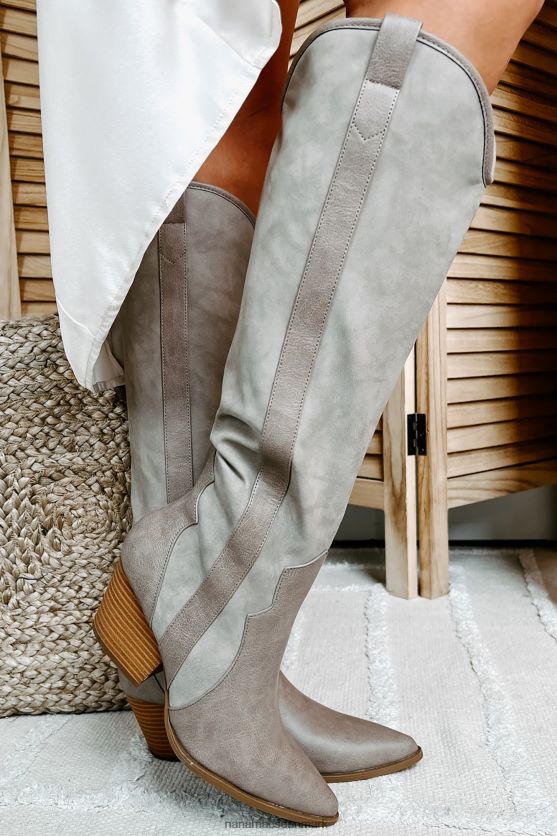 siddende sidesadel westernstøvler i imiteret læder NanaMacs XJPBDL3872 taupe