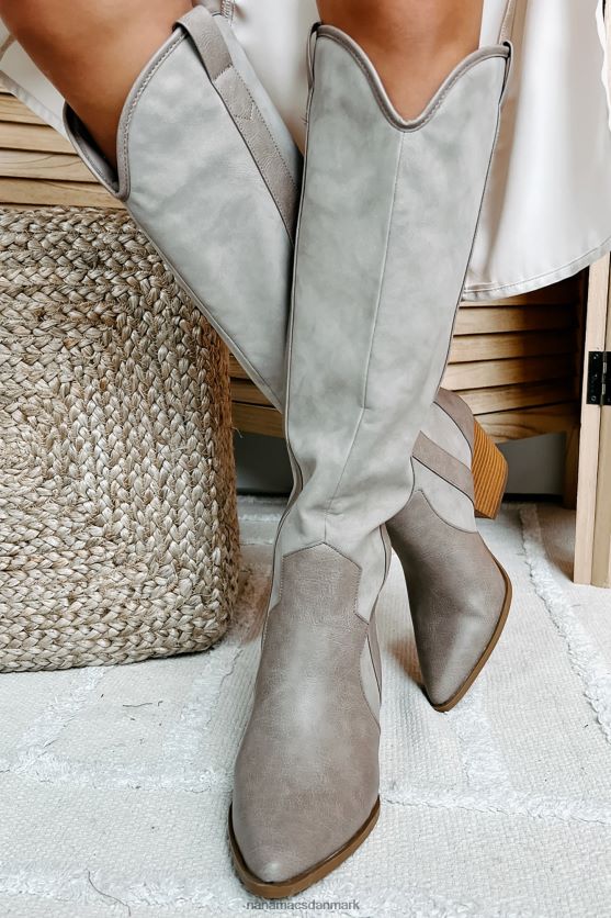 siddende sidesadel westernstøvler i imiteret læder NanaMacs XJPBDL3872 taupe