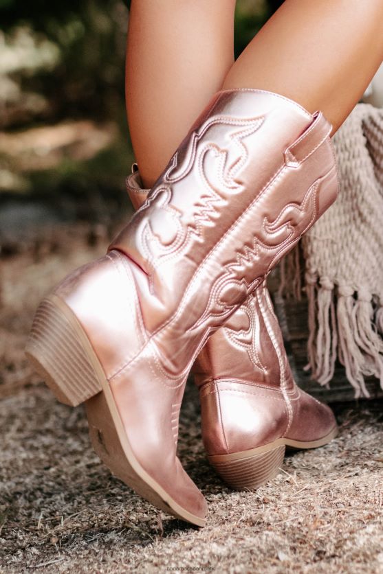 spænde babe metalliske westernstøvler NanaMacs XJPBDL3873 lys pink metallic
