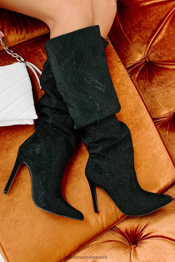 stød ærefrygt slouchy rhinestone støvler NanaMacs XJPBDL3857 sort