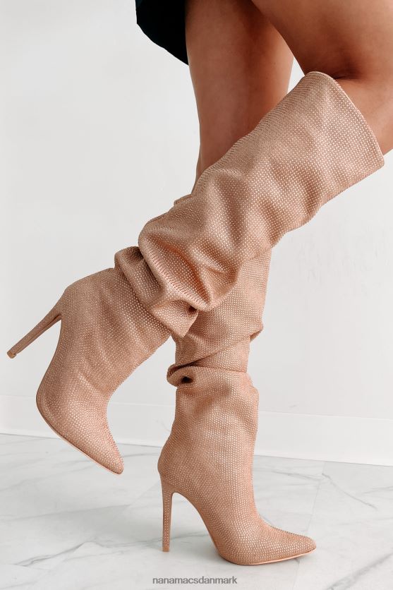 stød ærefrygt slouchy rhinestone støvler NanaMacs XJPBDL3858 beige