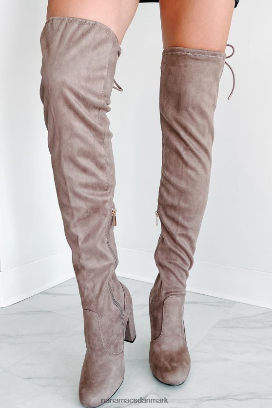 strutter ind i natten imiteret ruskind lår høje støvler NanaMacs XJPBDL3868 taupe