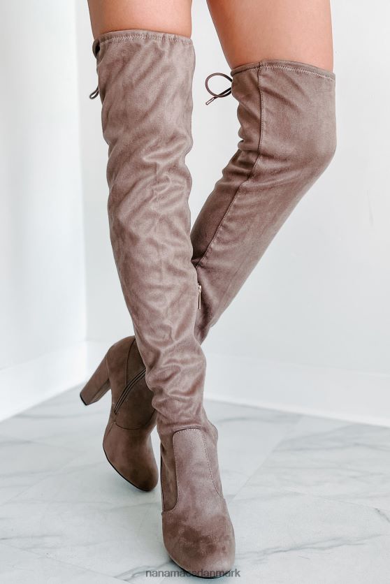 strutter ind i natten imiteret ruskind lår høje støvler NanaMacs XJPBDL3868 taupe
