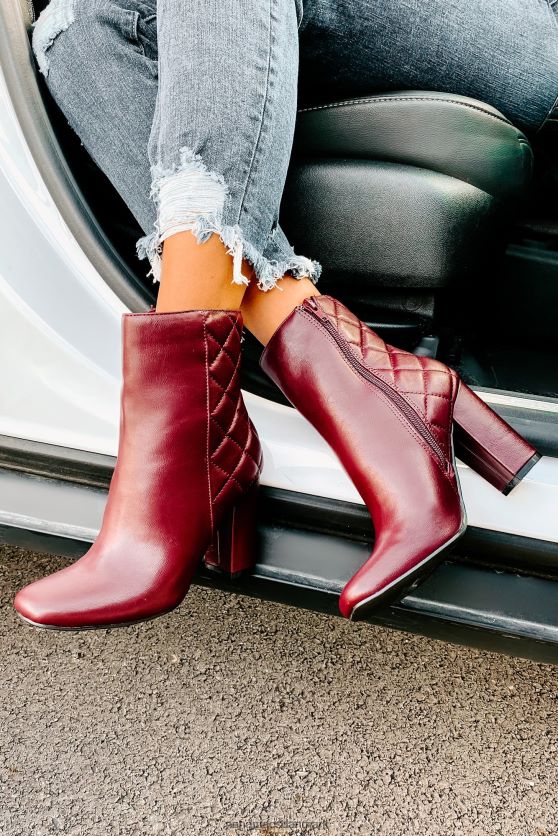 subtile trin quiltede støvletter i imiteret læder NanaMacs XJPBDL3923 bordeaux