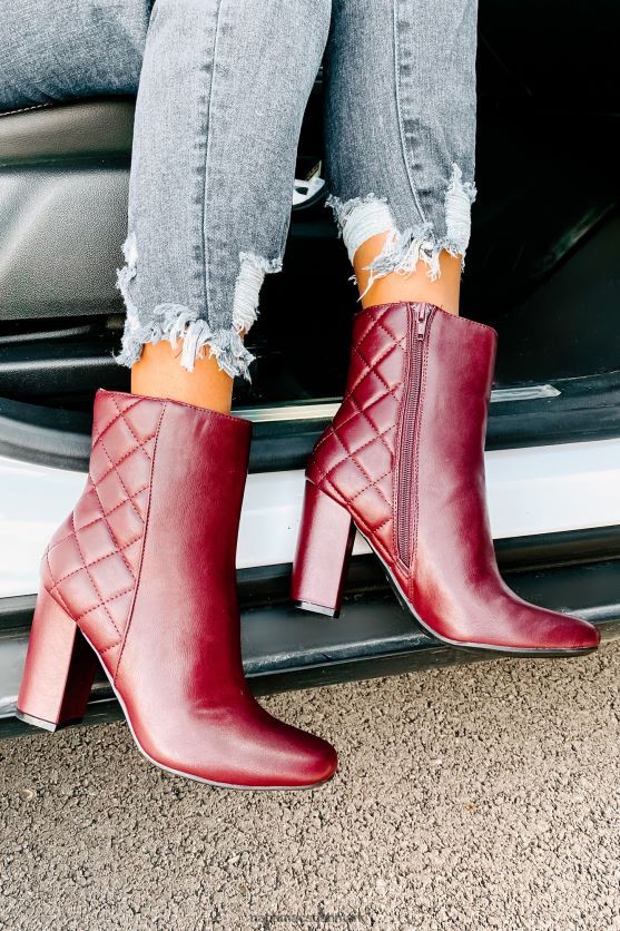 subtile trin quiltede støvletter i imiteret læder NanaMacs XJPBDL3923 bordeaux