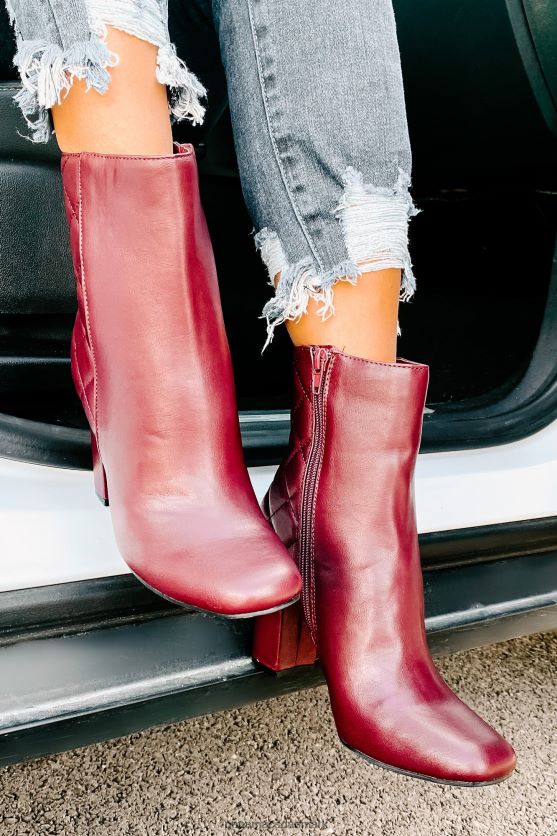 subtile trin quiltede støvletter i imiteret læder NanaMacs XJPBDL3923 bordeaux