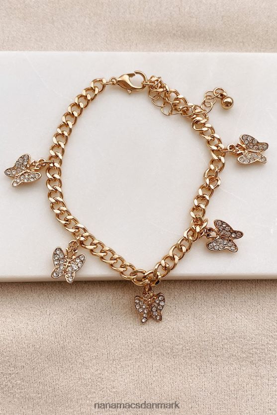 spred dine vinger sommerfugl charm armbånd NanaMacs XJPBDL4386 guld