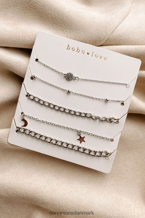 ubesværet er mere 5-delt kæde armbånd sæt NanaMacs XJPBDL4364 sølv