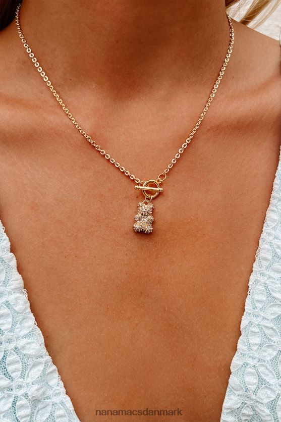 beary sød rhinsten bjørn charme halskæde NanaMacs XJPBDL4187 guld