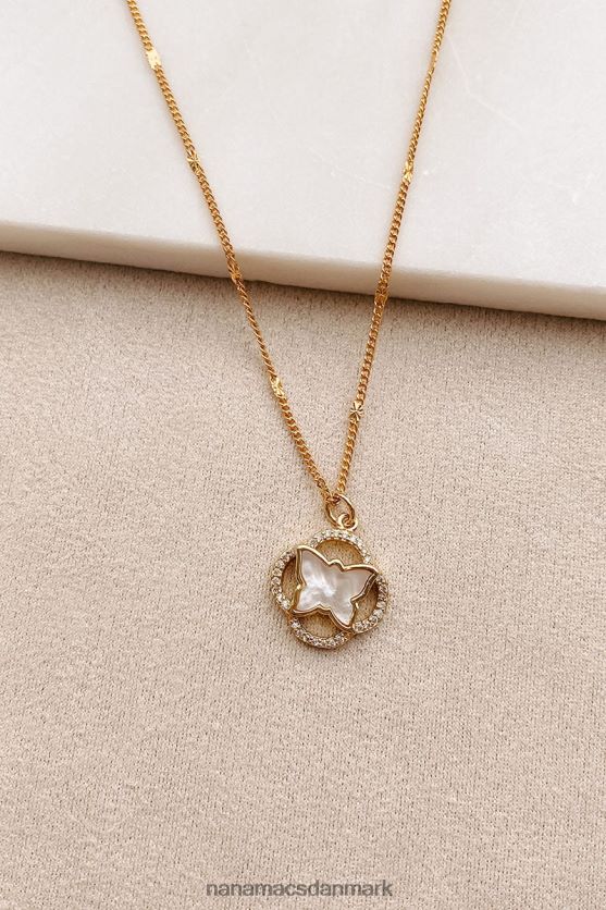 delikat skønhed sommerfugl charme halskæde NanaMacs XJPBDL4125 hvidt guld