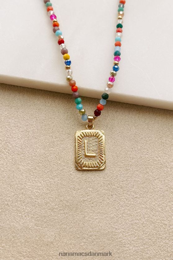 farverige forbindelser beaded brev halskæde NanaMacs XJPBDL4098 multi/guld