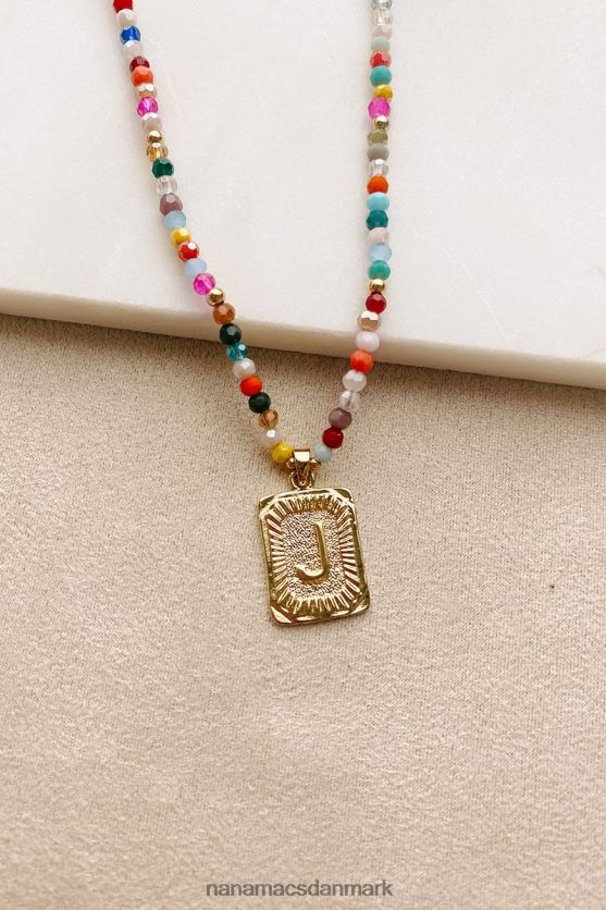 farverige forbindelser beaded brev halskæde NanaMacs XJPBDL4098 multi/guld