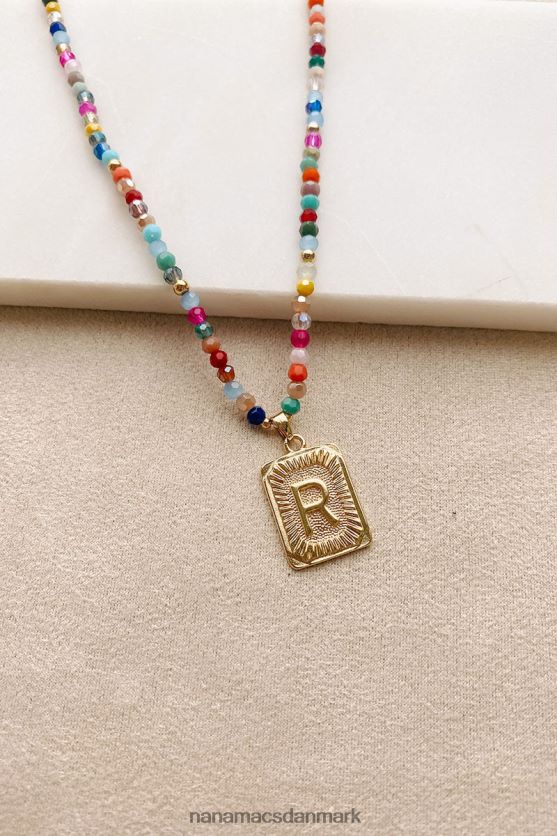 farverige forbindelser beaded brev halskæde NanaMacs XJPBDL4098 multi/guld