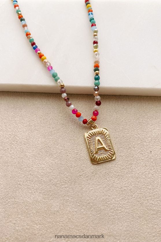 farverige forbindelser beaded brev halskæde NanaMacs XJPBDL4098 multi/guld