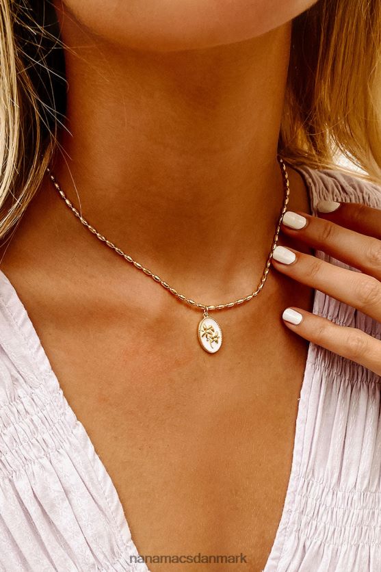 hver rose charme halskæde NanaMacs XJPBDL4188 guld/hvid