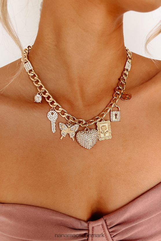 iset ud rhinsten charme halskæde NanaMacs XJPBDL4083 guld