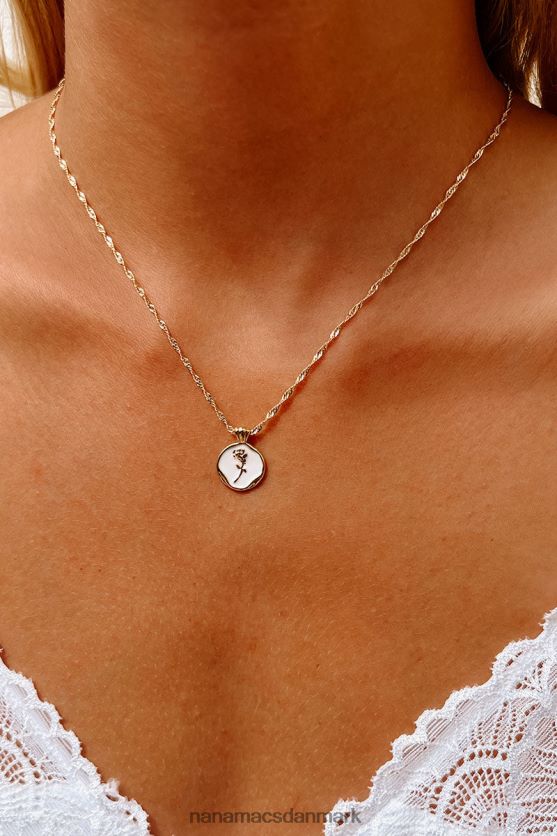plukke roser rose charm halskæde NanaMacs XJPBDL4136 guld/hvid