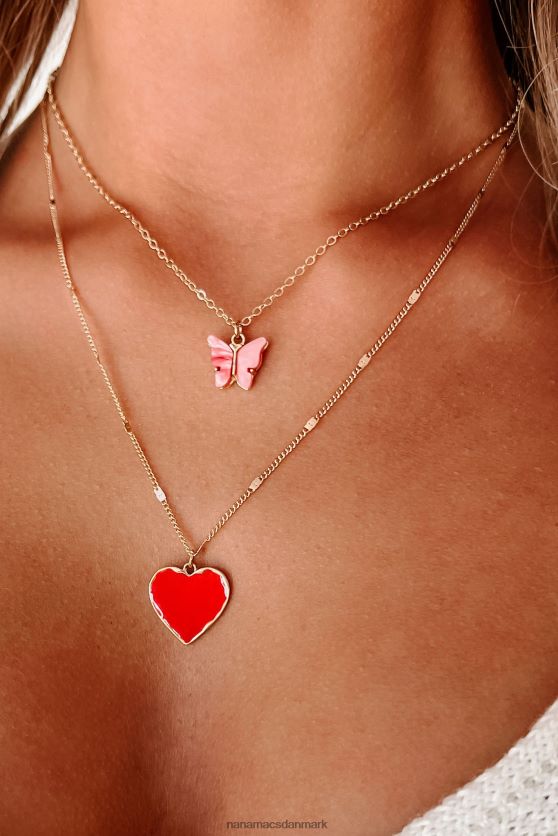 sød som sukker hjerte sommerfugl charme halskæde NanaMacs XJPBDL4173 guld
